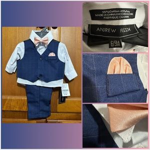 BNWT Baby Boys’ Outfit || Navy, White, & Peach || Andrew Fezza || 6-9 Months